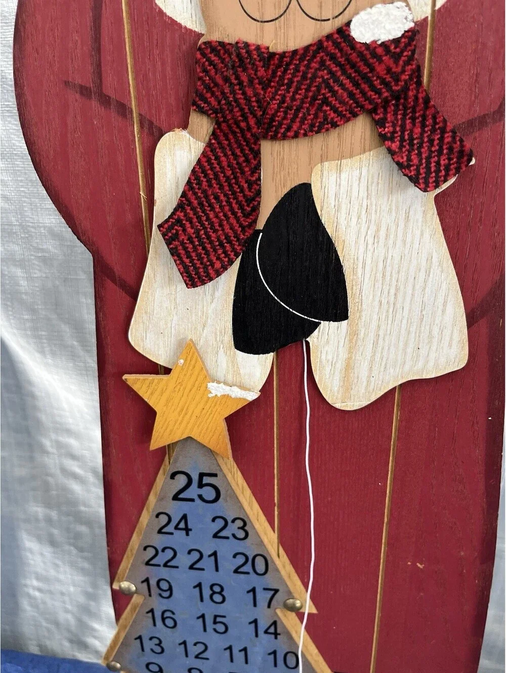 Vintage Wooden Santa Clause Countdown To Christmas Decor W/ Magnet